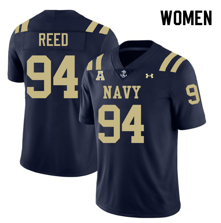 Women Navy Midshipmen #94 Justin Reed College Football Jerseys Stitched-Navy